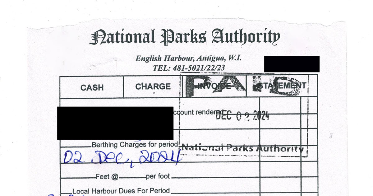 National Parks Authority receipt