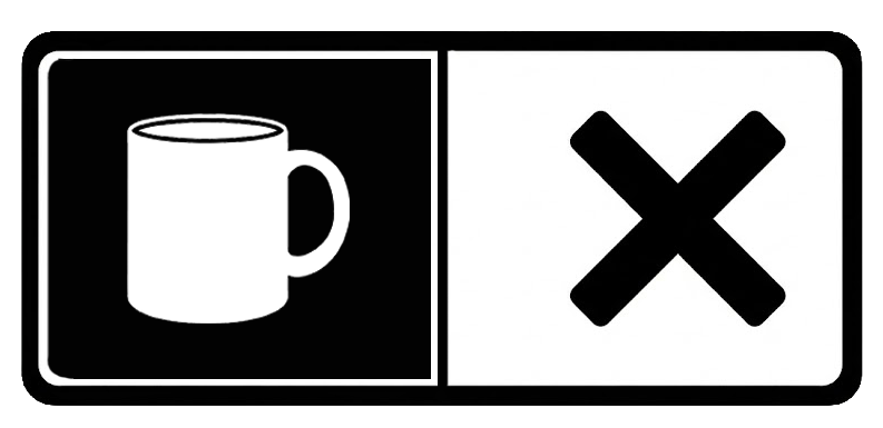 Ballot symbol: mug with X mark